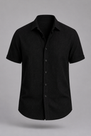 Men’s premium linen short sleeve shirt with textured fabric and refined minimalist silhouette by Thorvyn