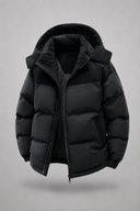 Men’s premium insulated puffer jacket with structured hood and modern minimalist design by Thorvyn