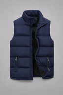 Men’s premium insulated puffer vest with minimalist design and structured collar by Thorvyn