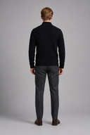 Men’s black cable knit quarter-zip jumper with premium textured knit design and ribbed collar by Thorvyn
