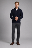 Men’s black cable knit quarter-zip jumper with premium textured knit design and ribbed collar by Thorvyn