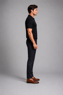 Men’s premium textured knit polo with minimalist open-collar design and refined tailored fit by Thorvyn