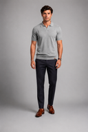 Men’s premium textured knit polo with minimalist open-collar design and refined tailored fit by Thorvyn