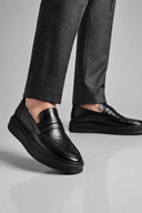 Men’s premium modern platform penny loafers with minimalist luxury silhouette by Thorvyn