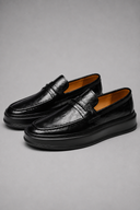 Men’s premium modern platform penny loafers with minimalist luxury silhouette by Thorvyn