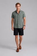 Men’s premium linen short sleeve shirt with textured fabric and refined minimalist silhouette by Thorvyn