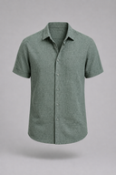 Men’s premium linen short sleeve shirt with textured fabric and refined minimalist silhouette by Thorvyn