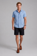 Men’s premium linen short sleeve shirt with textured fabric and refined minimalist silhouette by Thorvyn