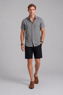 Men’s premium linen short sleeve shirt with textured fabric and refined minimalist silhouette by Thorvyn