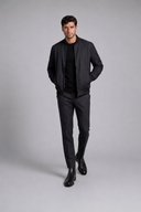 Men’s premium minimalist bomber jacket with structured collar and clean tailored silhouette by Thorvyn