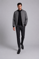 Men’s premium minimalist bomber jacket with structured collar and clean tailored silhouette by Thorvyn