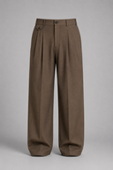 Men’s premium tailored wide-leg trousers with pleated front and minimalist luxury silhouette by Thorvyn