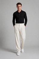 Men’s premium tailored wide-leg trousers with pleated front and minimalist luxury silhouette by Thorvyn