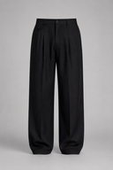 Men’s premium tailored wide-leg trousers with pleated front and minimalist luxury silhouette by Thorvyn