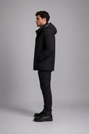 Men’s premium thermal parka jacket with insulated lining, minimalist design, and protective hood by Thorvyn