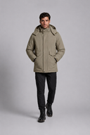 Men’s premium thermal parka jacket with insulated lining, minimalist design, and protective hood by Thorvyn