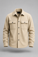 Men’s premium suede-style overshirt with structured pockets and refined minimalist silhouette by Thorvyn