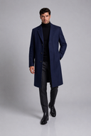 Men’s premium tailored overcoat with minimalist silhouette and refined lapel collar by Thorvyn