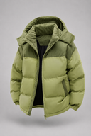 Men’s premium insulated puffer jacket with structured hood and modern minimalist design by Thorvyn
