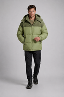 Men’s premium insulated puffer jacket with structured hood and modern minimalist design by Thorvyn