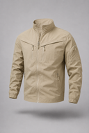 Men’s premium lightweight utility jacket with structured collar and minimalist zip detailing by Thorvyn