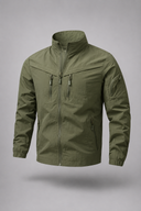 Men’s premium lightweight utility jacket with structured collar and minimalist zip detailing by Thorvyn