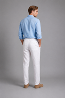 Men’s premium white linen trousers with relaxed tailored fit and adjustable drawstring waistband by Thorvyn 