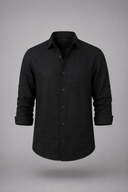 Men’s premium white linen shirt with rolled sleeves and minimalist tailored design by Thorvyn 