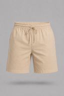 Men’s premium white linen shorts with relaxed tailored fit and adjustable drawstring waistband by Thorvyn 