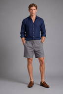 Men’s premium white linen shorts with relaxed tailored fit and adjustable drawstring waistband by Thorvyn 